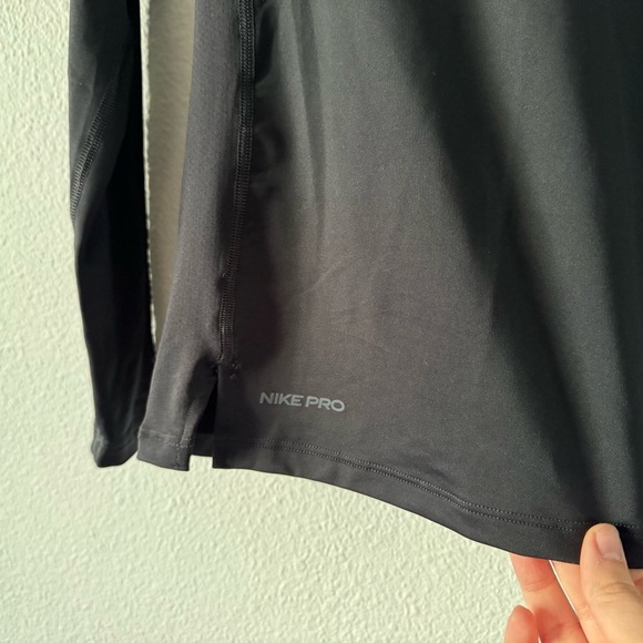 Nike Pro Slim Fit Training Shirt Black Long Sleeve Athletic Swoosh Logo Lg NEW - Picture 7 of 12